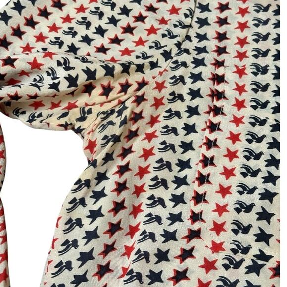 Isabel Marant Étoile Silk Blouse Red & Navy Star Dove Print – Size FR 42 / US 10 - Picture 8 of 8